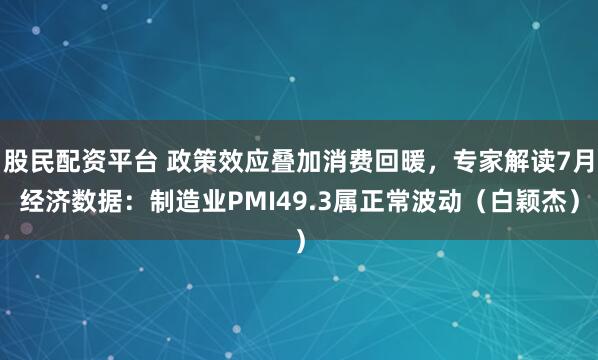 股民配资平台 政策效应叠加消费回暖，专家解读7月经济数据：制造业PMI49.3属正常波动（白颖杰）